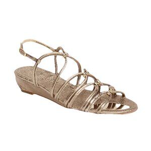 *Stuart Weitzman Sandals Womens Size 11.5  Gold Strappy Gladiator Quiet Luxury